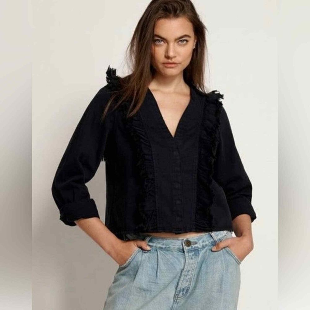 One by One Teaspoon Captain Ruffle Denim Shirt Size M